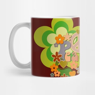 Boho Vintage Peace Sign Flower Power Retro Design Mug